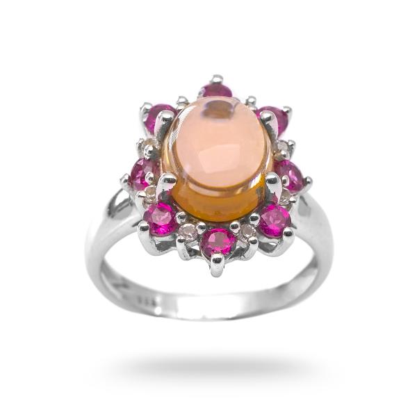 Bague rhodolite, quartz argent Tatyana